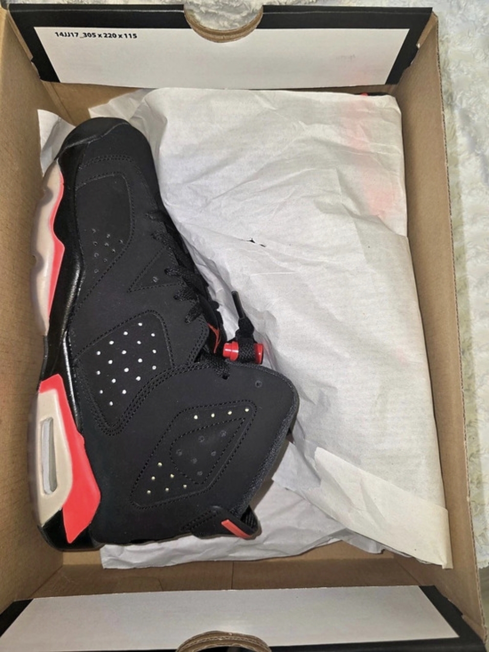 Jordan Air Jordan 6 Retro GS 'Black Infrared' Black & Red Boys US 5.5Y
